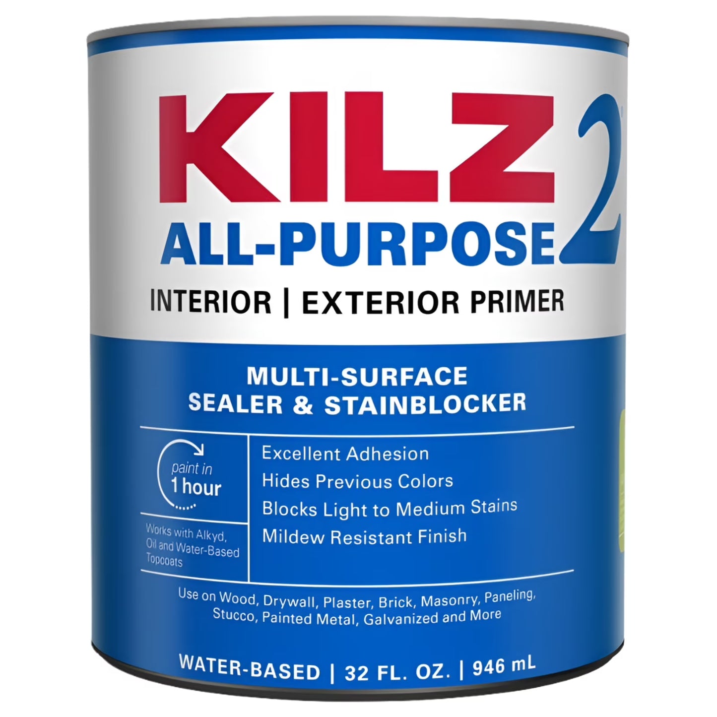 KILZ 2 ALL PURPOSE 1 qt. White Interior/Exterior Multi-Surface Primer, Sealer, and Stain Blocker