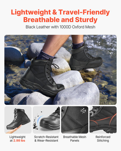 Men's Military Tactical Boots, 6 Inch Combat Hiking Work Boots, For Outdoor Security Mountaineering, US Size 10