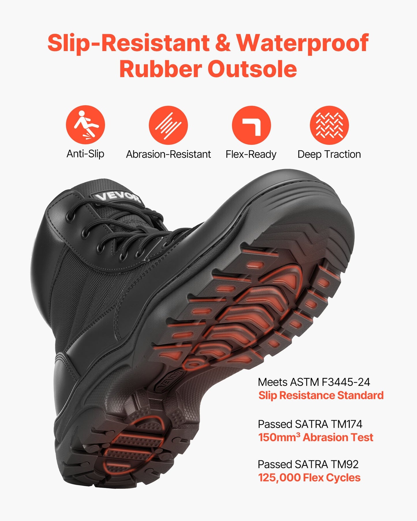 Men's Military Tactical Boots, 6 Inch Combat Hiking Work Boots, For Outdoor Security Mountaineering, US Size 10