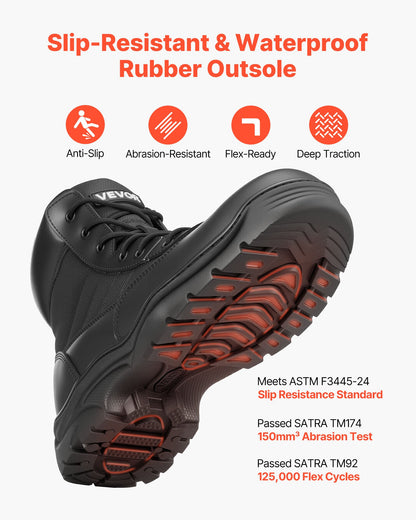 Men's Military Tactical Boots, 6 Inch Combat Hiking Work Boots, For Outdoor Security Mountaineering, US Size 10